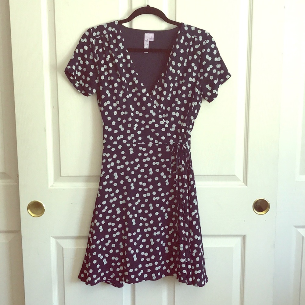 Navy Floral Genuine Wrap Dress